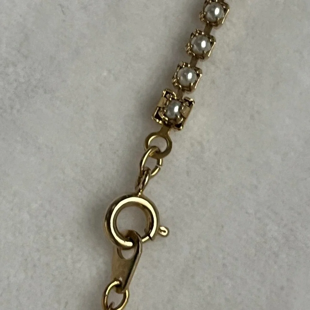 Black Pearl Tennis Lot 2 Bracelet Set Black Silver Gold Tone Faux Pearl Delicate